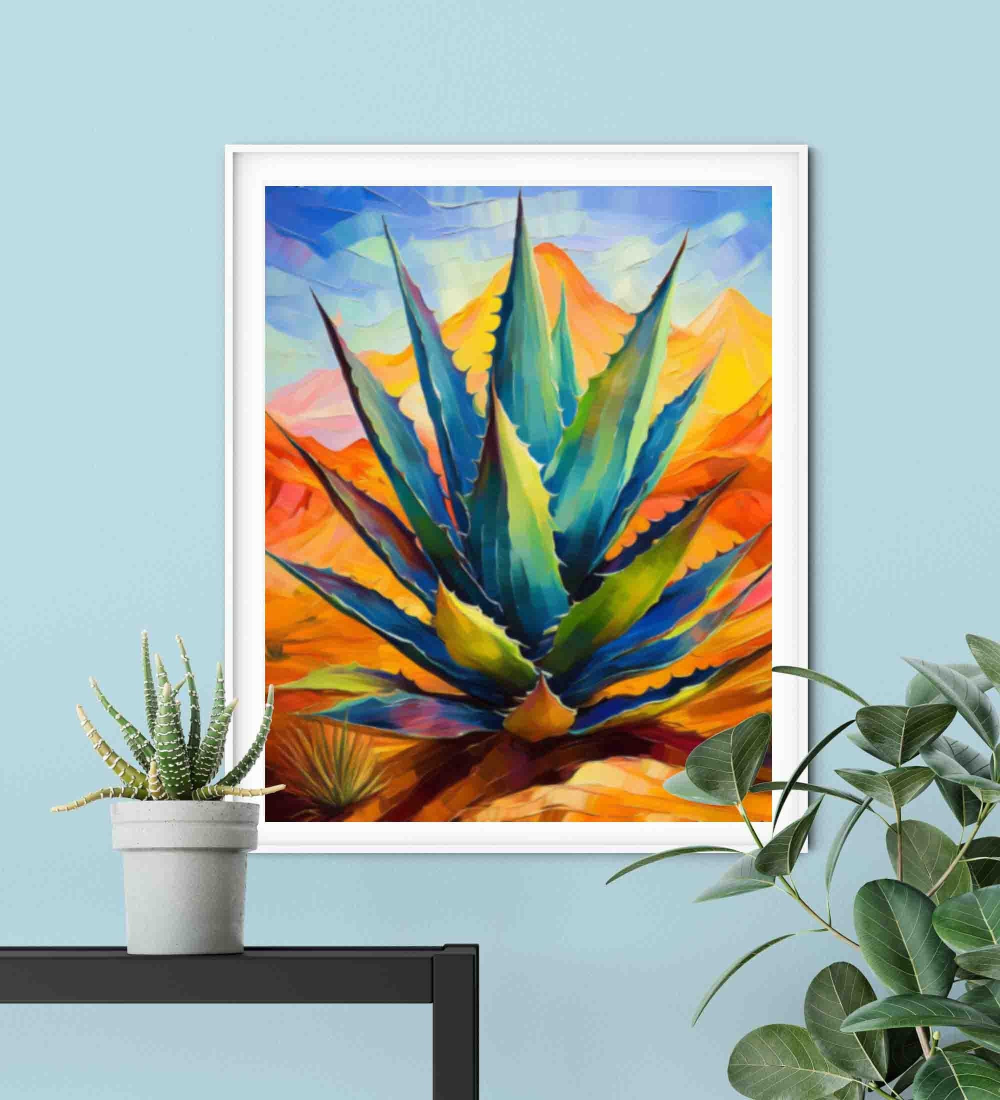 Blue Agave Cactus Art Print: Southwest Desert Wall Decor - Etsy