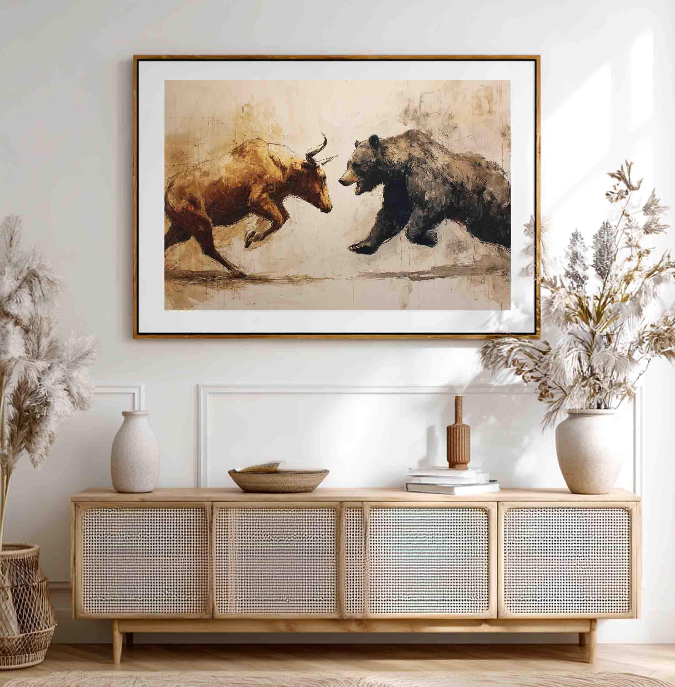 bull & bear digital prints, stock market art, wall... Bull and Bear Art Stock Market Print - Wall Street Décor (paper or ...
