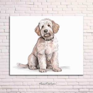 Stampa Goldendoodle, ritratto di cane, disegno artistico, schizzo di Goldendoodle, arte murale, regalo per il proprietario di cane, stampa acquerello di Goldendoodle, stampa neutra per cameretta dei bambini