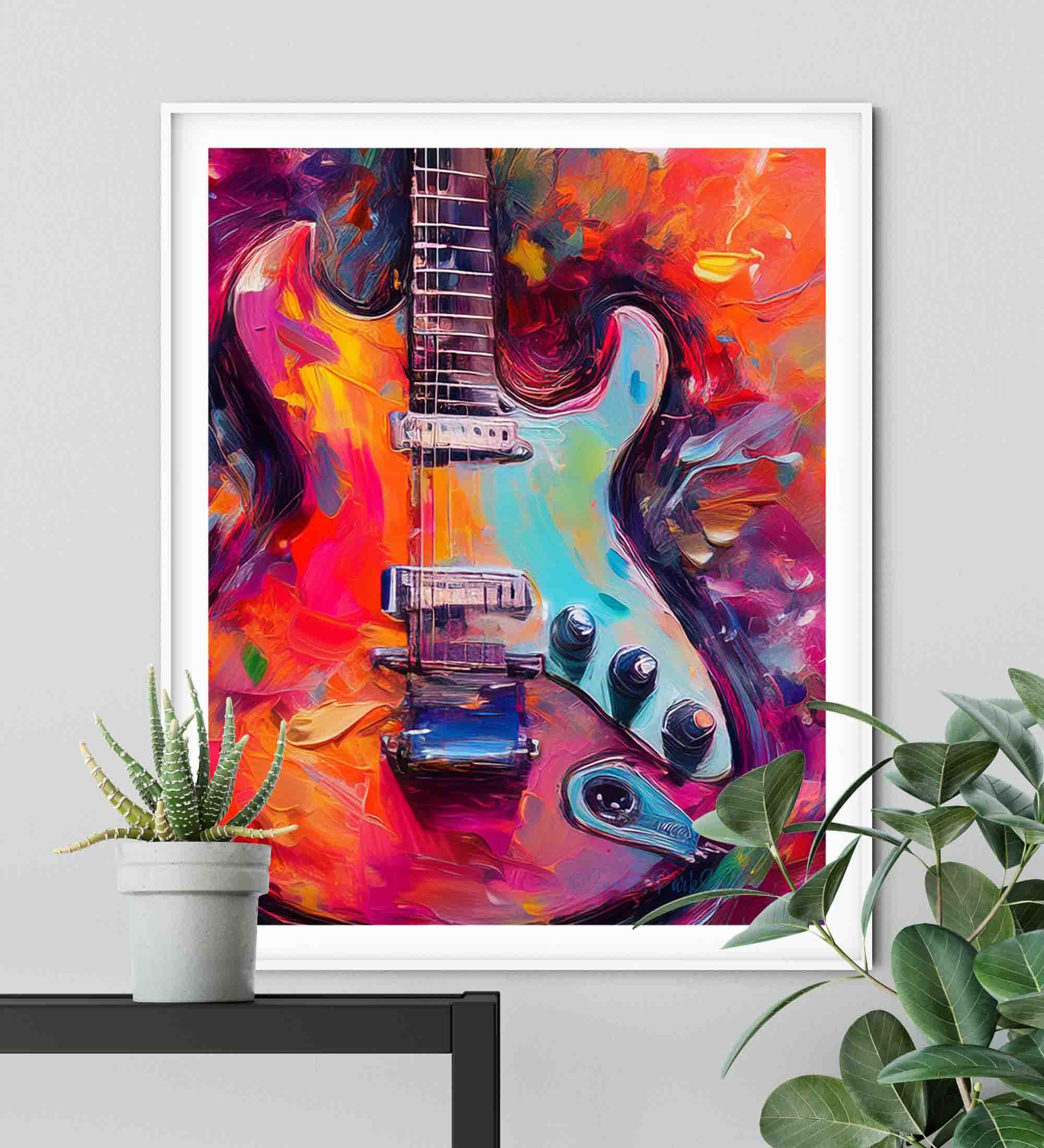 Electric Guitar Art Print: Abstract Music Room Decor Pink - Etsy