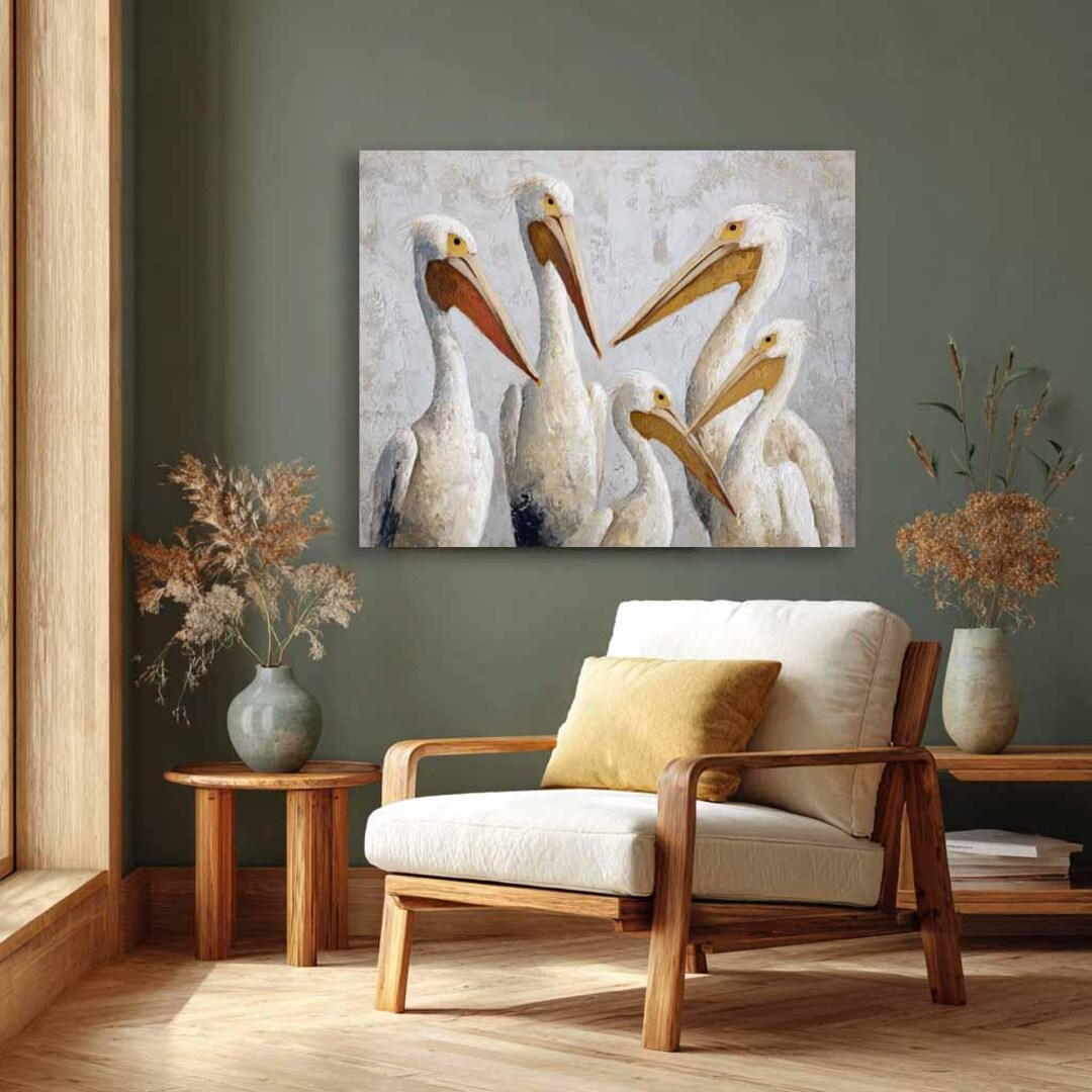 Pelican Art - Coastal Wall Décor Beach Print Large Birds (paper or ...