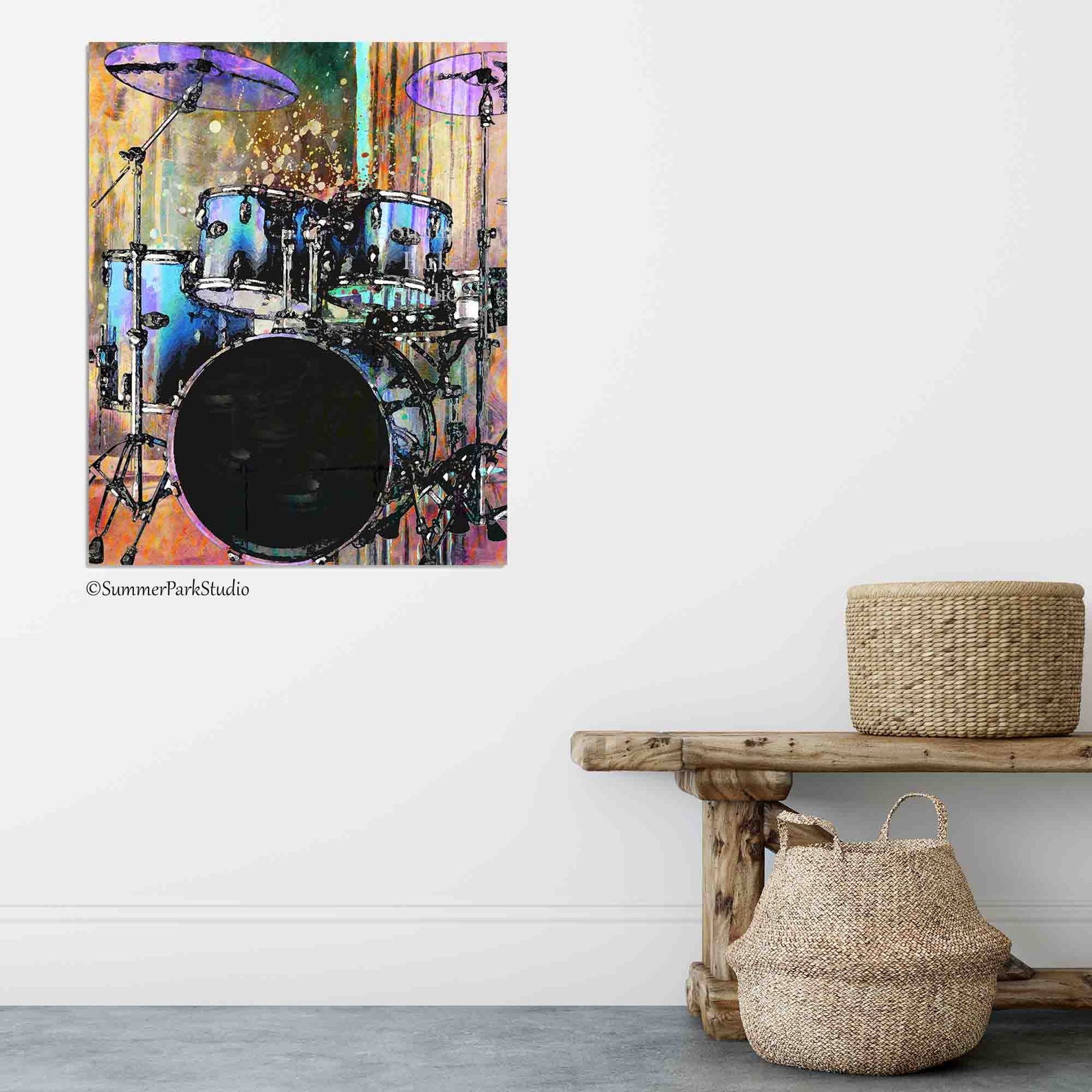 Drums Art, Wall Paper Prints or Stretched Canvas, Drum Wall Art