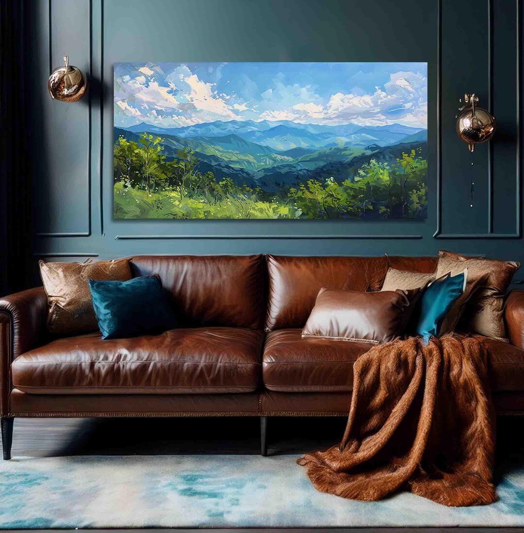 Blue Ridge Canvas Blue Ridge Mountains Landscape Print: Gallery Wrapped Canvas Panoramic ...