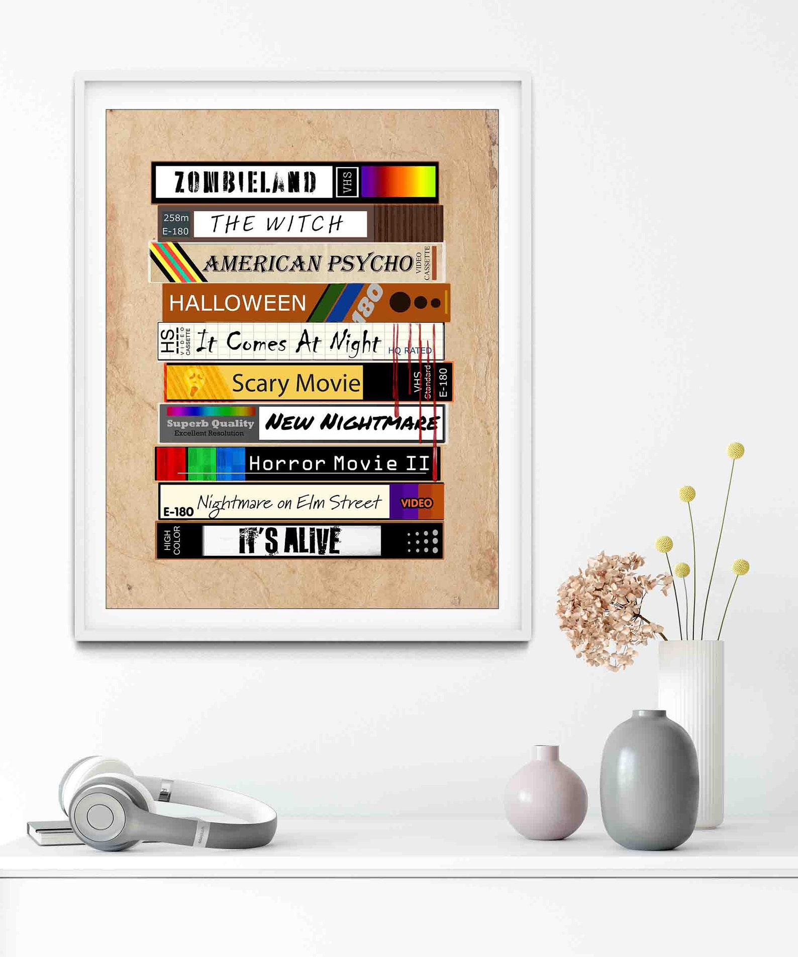 Horror Movie VHS Tapes Custom Art Print add Your Top 10 Etsy
