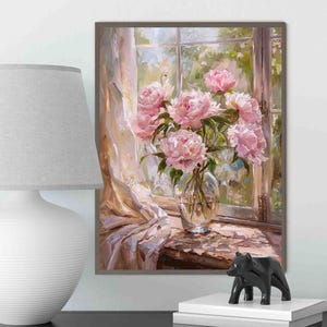 Pink Peony Flower Art Print: Coquette Prints Cottagecore Decor