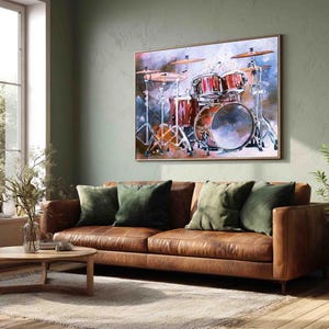 Drum Set Art Print: Music Room Wall Decor Drummer Art