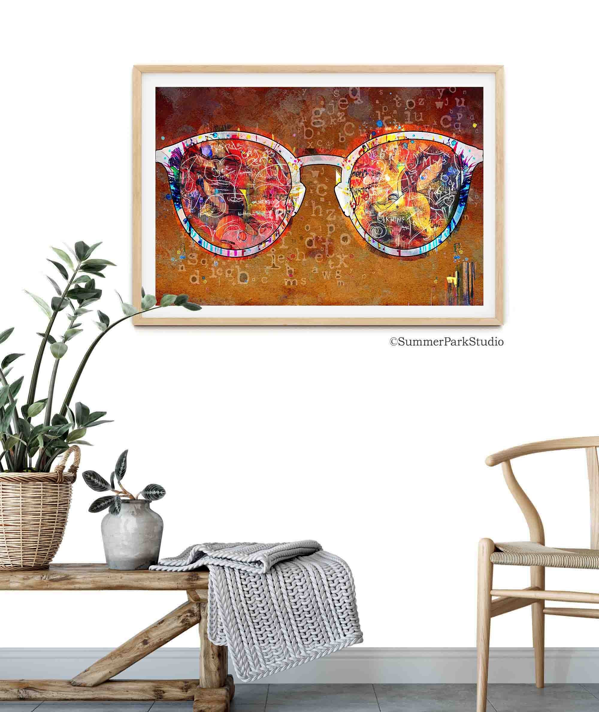 Eyeglass Frame Wall Art Vintage Graffiti Eyeglasses Art Etsy UK