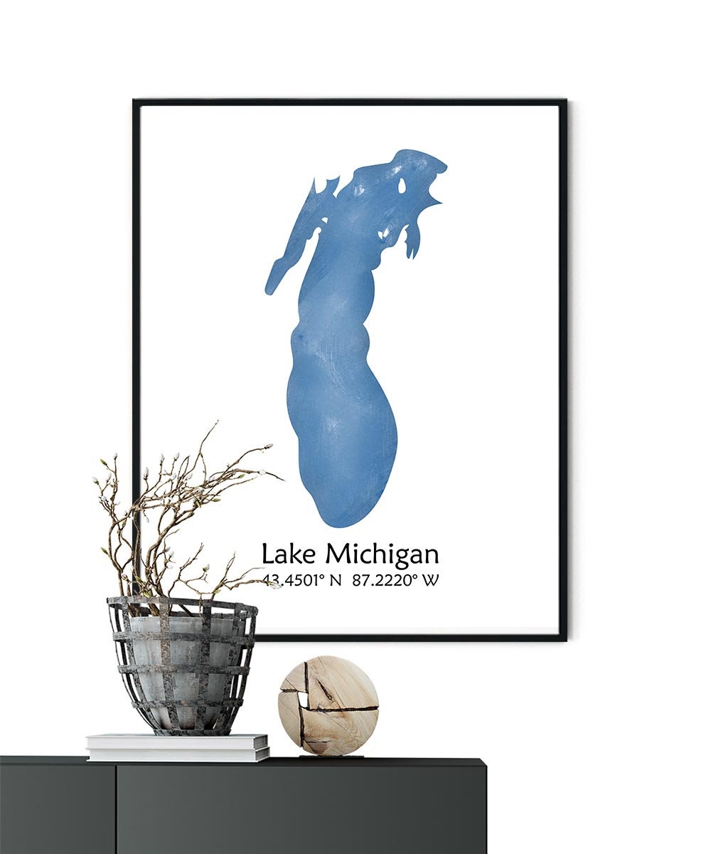 Lake Michigan Art Print Great Lakes Wall Art Lake Michigan Etsy