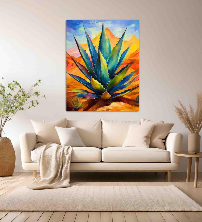 Blue Agave Cactus Art Print: Southwest Desert Wall Decor - Etsy