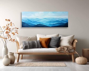 Blue Ridge Mountains Wall Art Abstract - North Carolina Canvas Print Panoramic