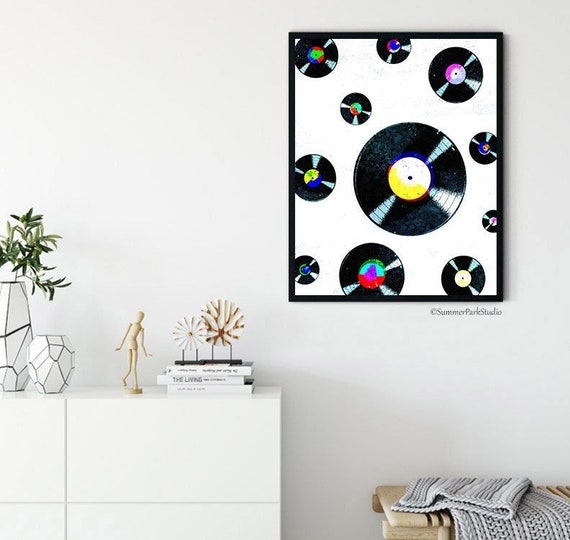 Vinyl Records Art Print, Modern Wall Decor, Music Records Posters