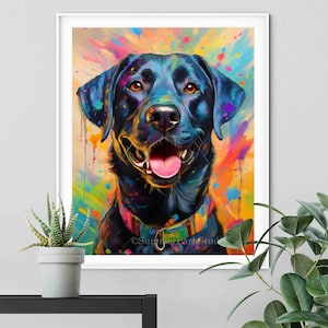 Black Lab Art Print: Colorful Dog Portrait
