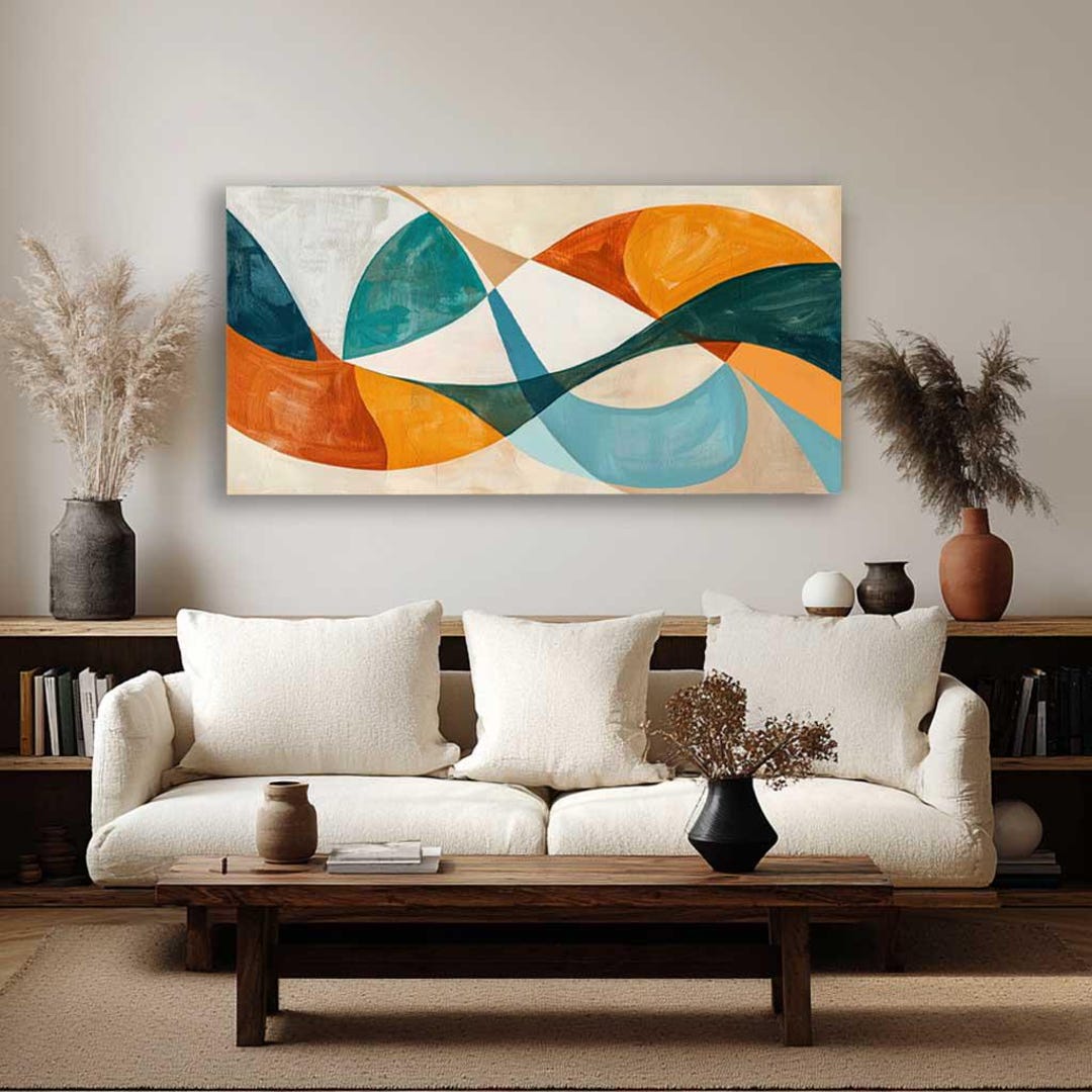 Mid Century Modern Art - Retro Abstract Print Geometric Shapes (ready ...