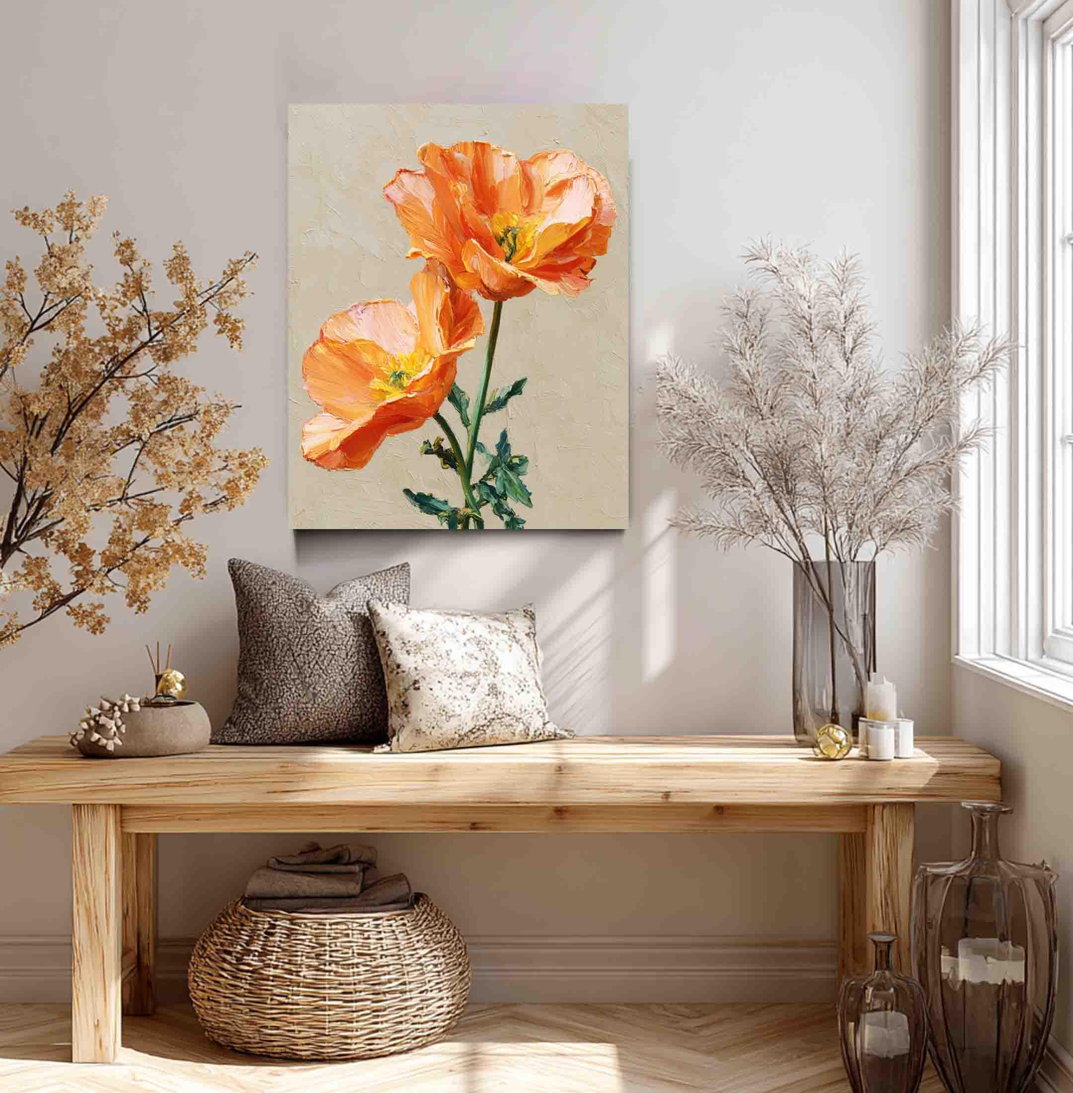 California Poppy Art Print - Orange Flower Wall Decor (paper or Canvas ...