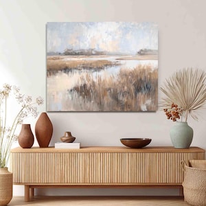 Marsh Landscape Art Carolina Lowcountry Coastal Print Marsh Art East Coast Beach House Wall Art Neutral | Giclée Paper and Canvas Options