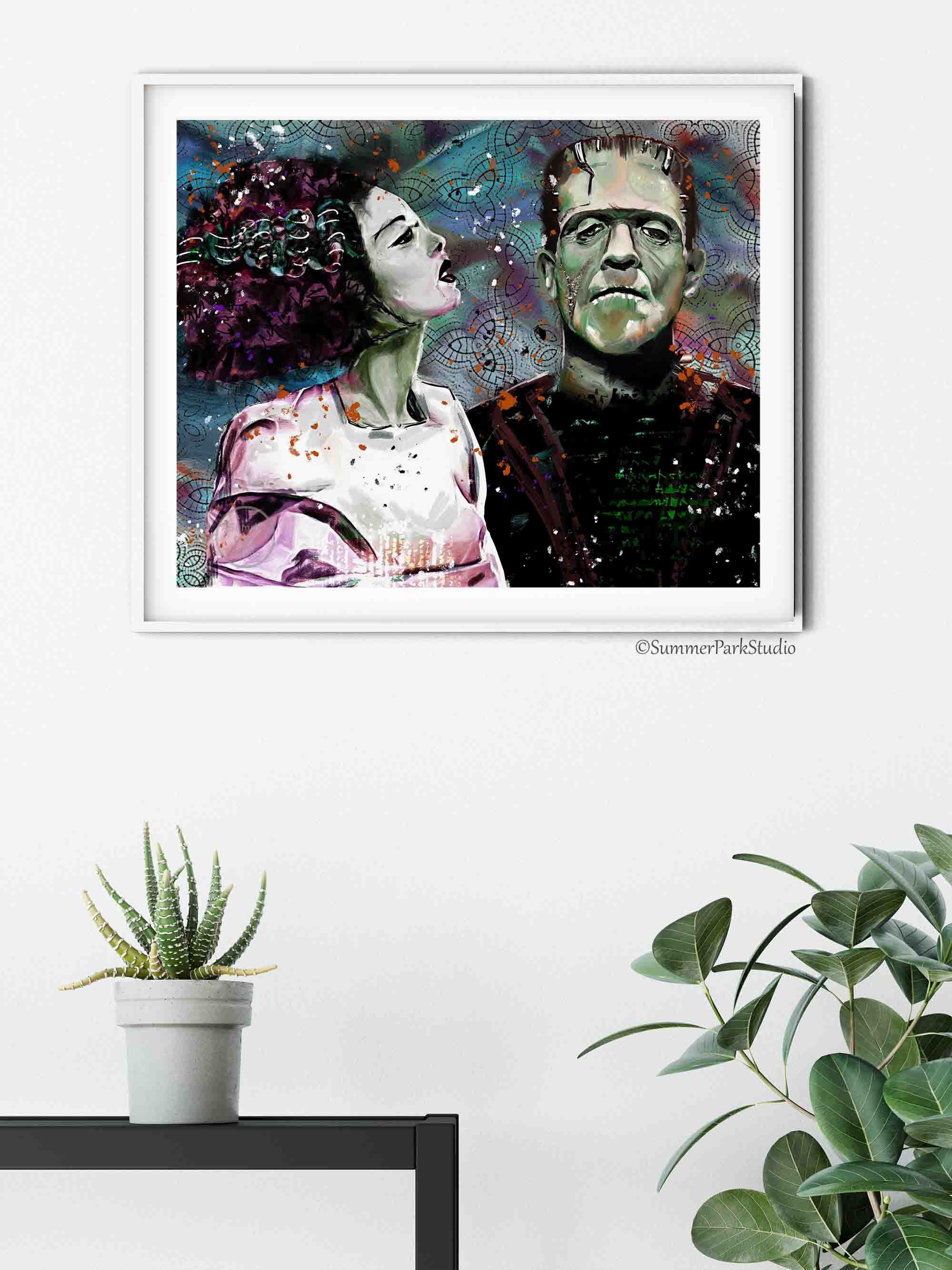 Horror Movie Monsters Wall Art Frankenstein and Bride of Etsy