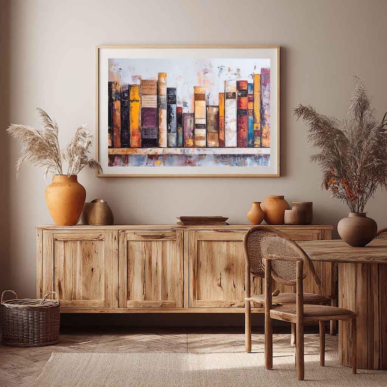 Bookshelf Wall Art - Books Print Library Room Reading Décor (paper or ...