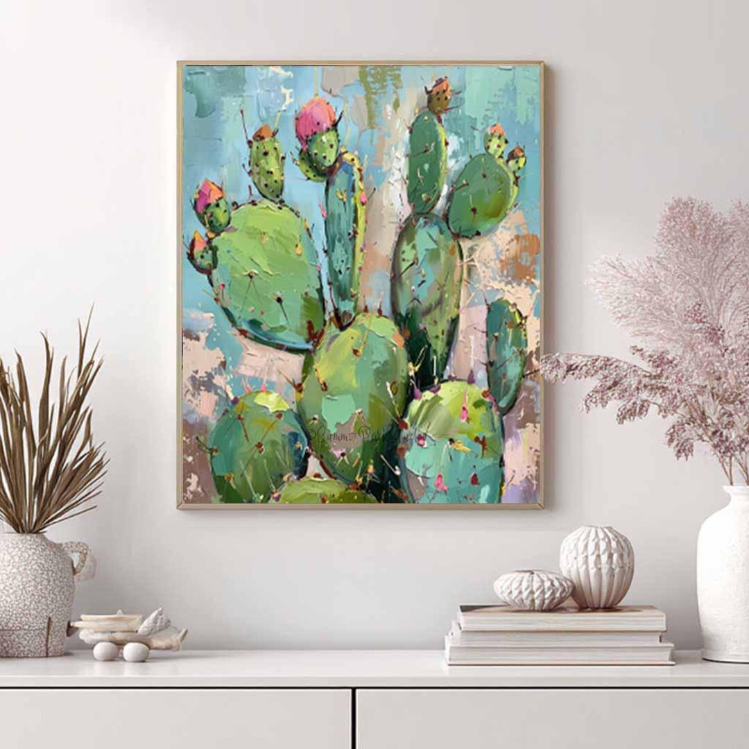 Prickly Pear Cactus Art - Desert Home Décor (paper or Canvas) - Etsy