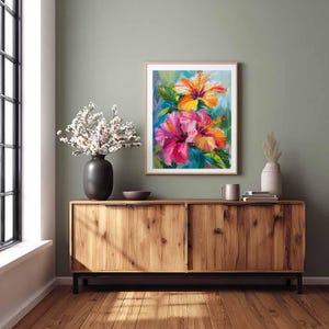 Hibiscus Art - Tropical Flowers Print Floral Hawaiian Island Décor (paper or canvas) image 7
