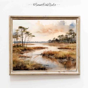 Marsh Print Wall Art Salt Marsh Lowcountry Art Charleston South Carolina Watercolor Print Coastal Sunrise Decor, Paper and Canvas Options