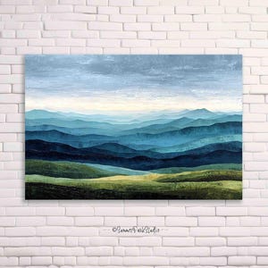 Blue Ridge Mountains Canvas Print: North Carolina Mountain Landscape Wall Art Abstract