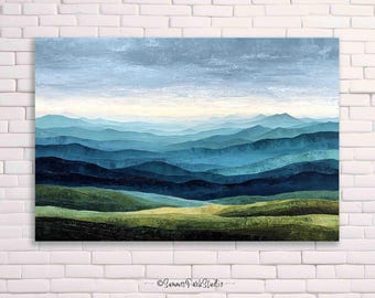 Blue Ridge Mountains Canvas Print: North Carolina Mountain Landscape Wall Art Abstract