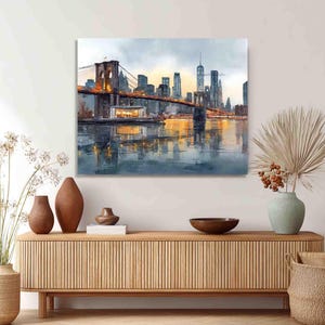 Brooklyn Bridge Print New York City Skyline Wall Art Landscape Print NYC Cityscape Art Brooklyn Bridge Art | Giclée Paper and Canvas Options