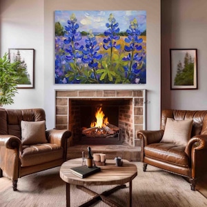 Bluebonnet Wall Art Texas State Flower Bluebonnets Canvas Print Texas Country Art, Giclee Print on Gallery-wrapped Canvas, Ready to Hang