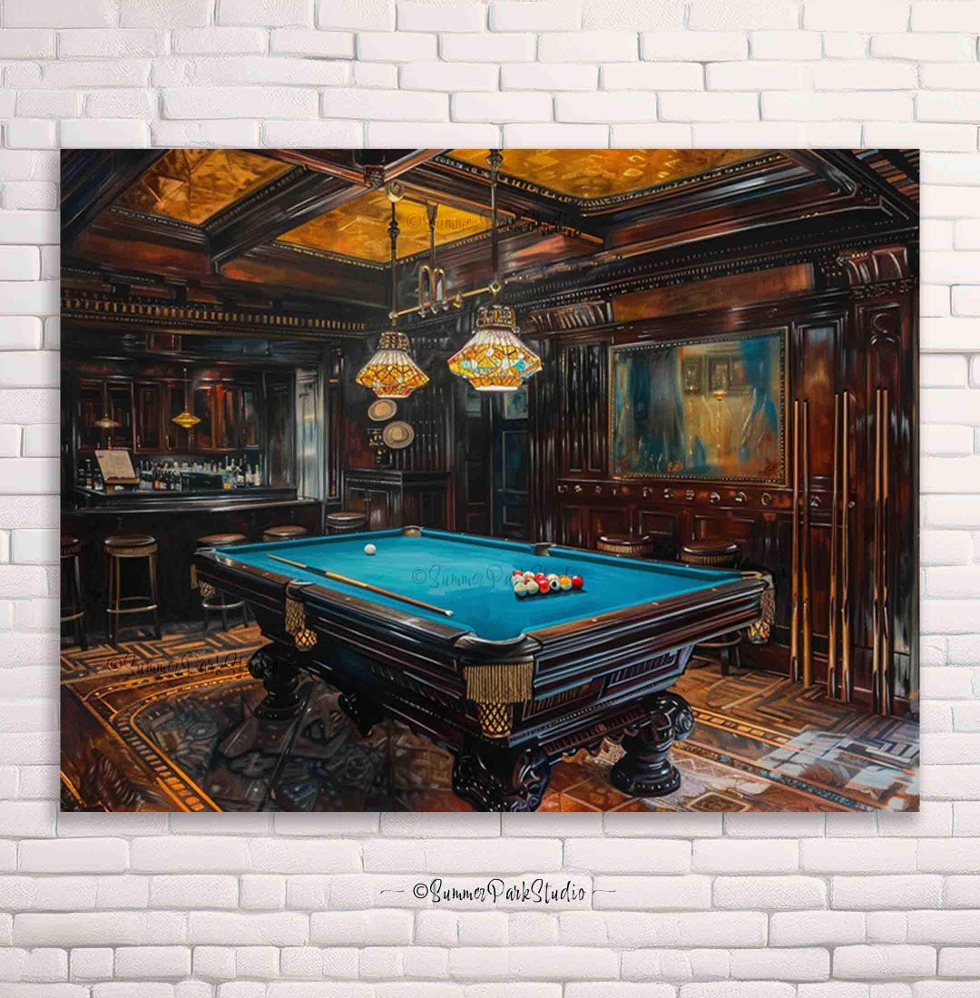Billiard Room Art Print: Pool Table Room Decor - Etsy