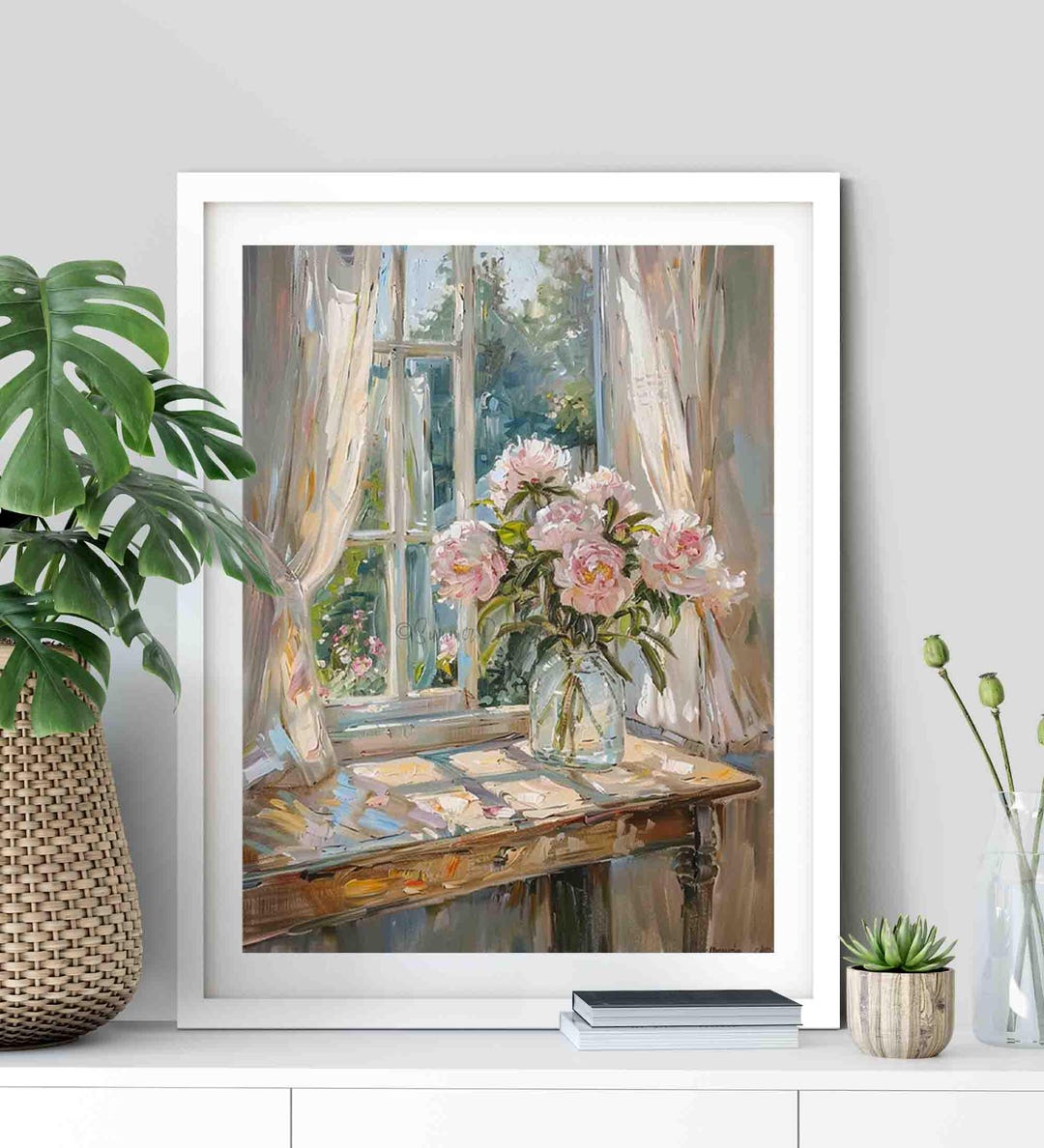 Pink Peonies Print: Vintage Floral Wall Art, Cottagecore Decor - Etsy