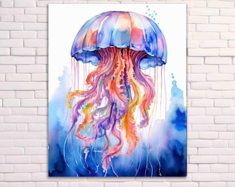 Jellyfish Watercolor Art Print: Abstract Ocean Wall Decor