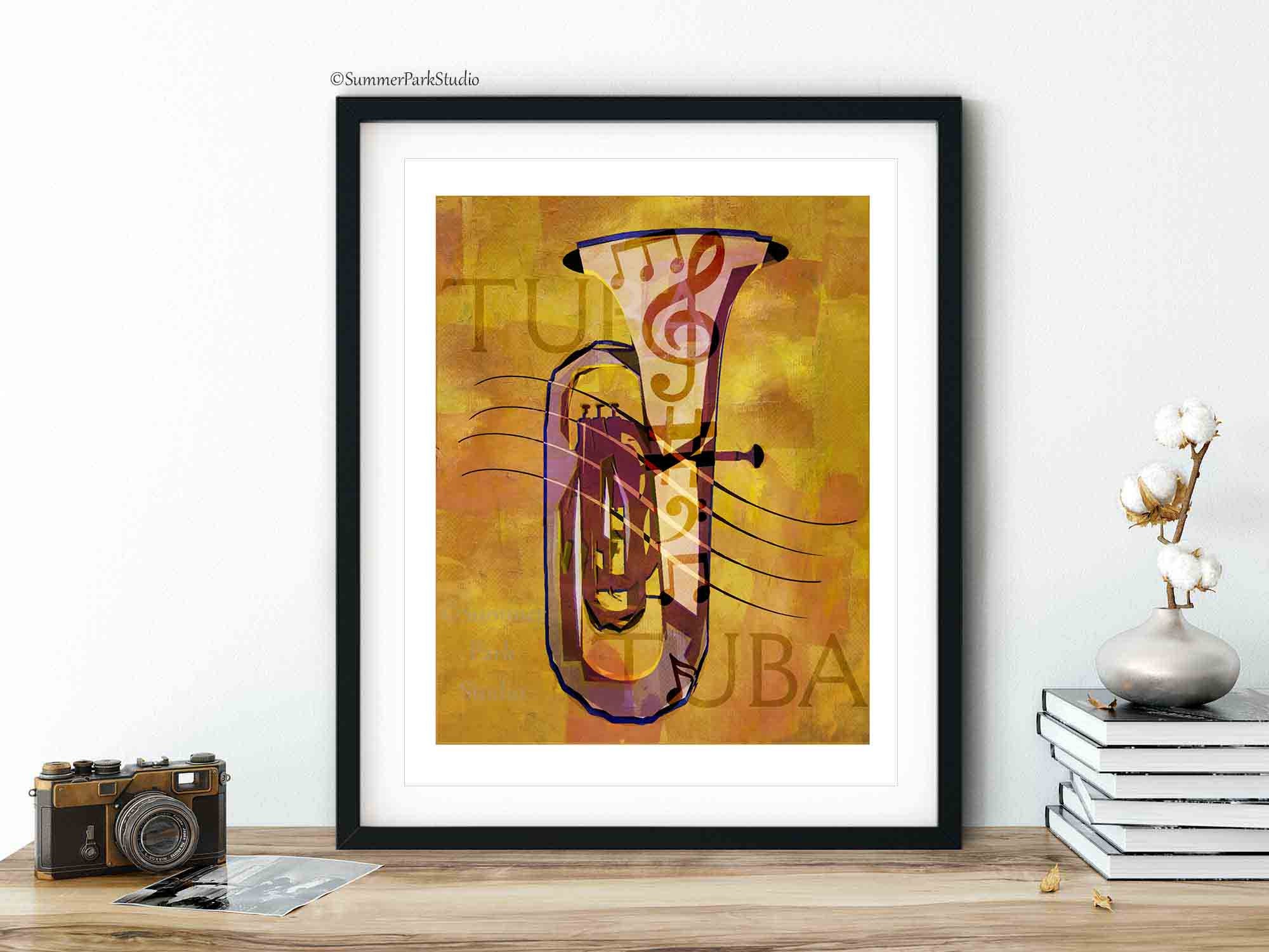 Musical Instrument Tuba Wall Art for Tuba Player Art Jazz Music Wall ...