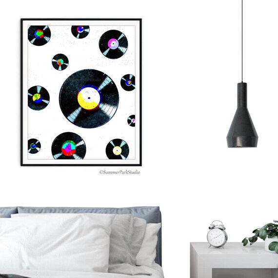 Vinyl Records Art Print, Modern Wall Decor, Music Records Posters or Ready  to Hang Wall Canvas, Record Player Records Art, Vinyl Record Art 