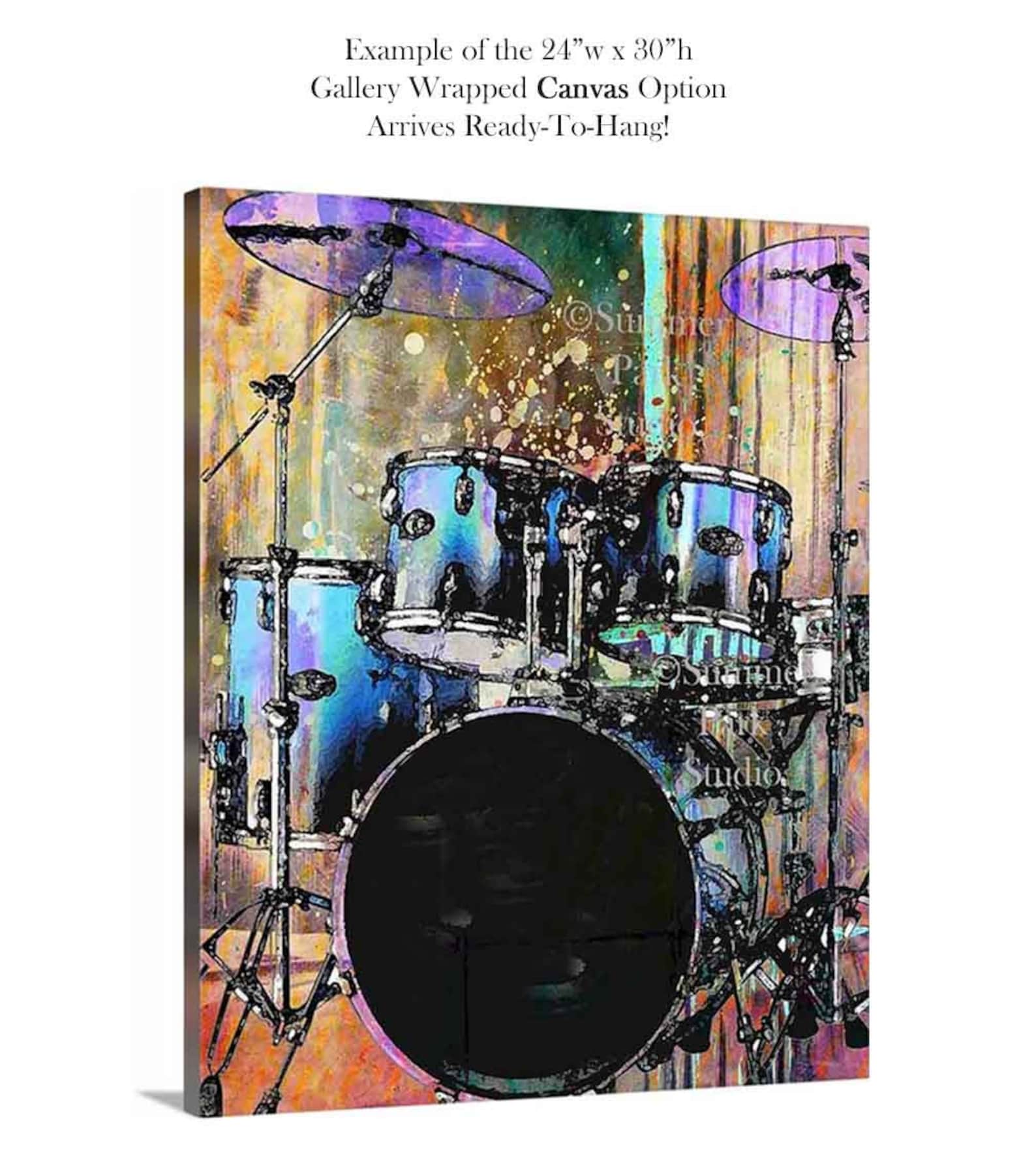 Drums Art, Wall Paper Prints or Stretched Canvas, Drum Wall Art