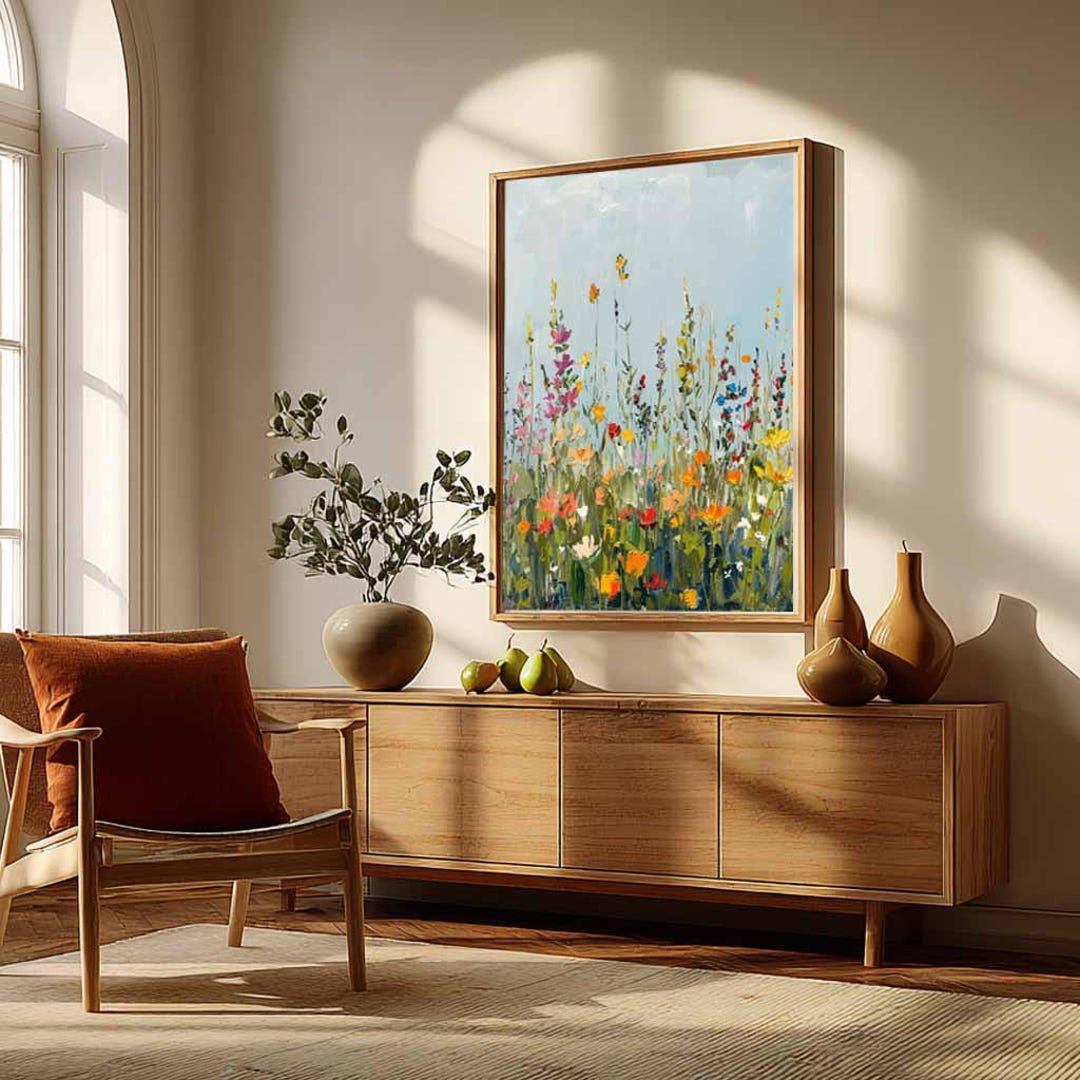 Wildflower Field Art - Abstract Botanical Landscape Floral Wall Décor ...