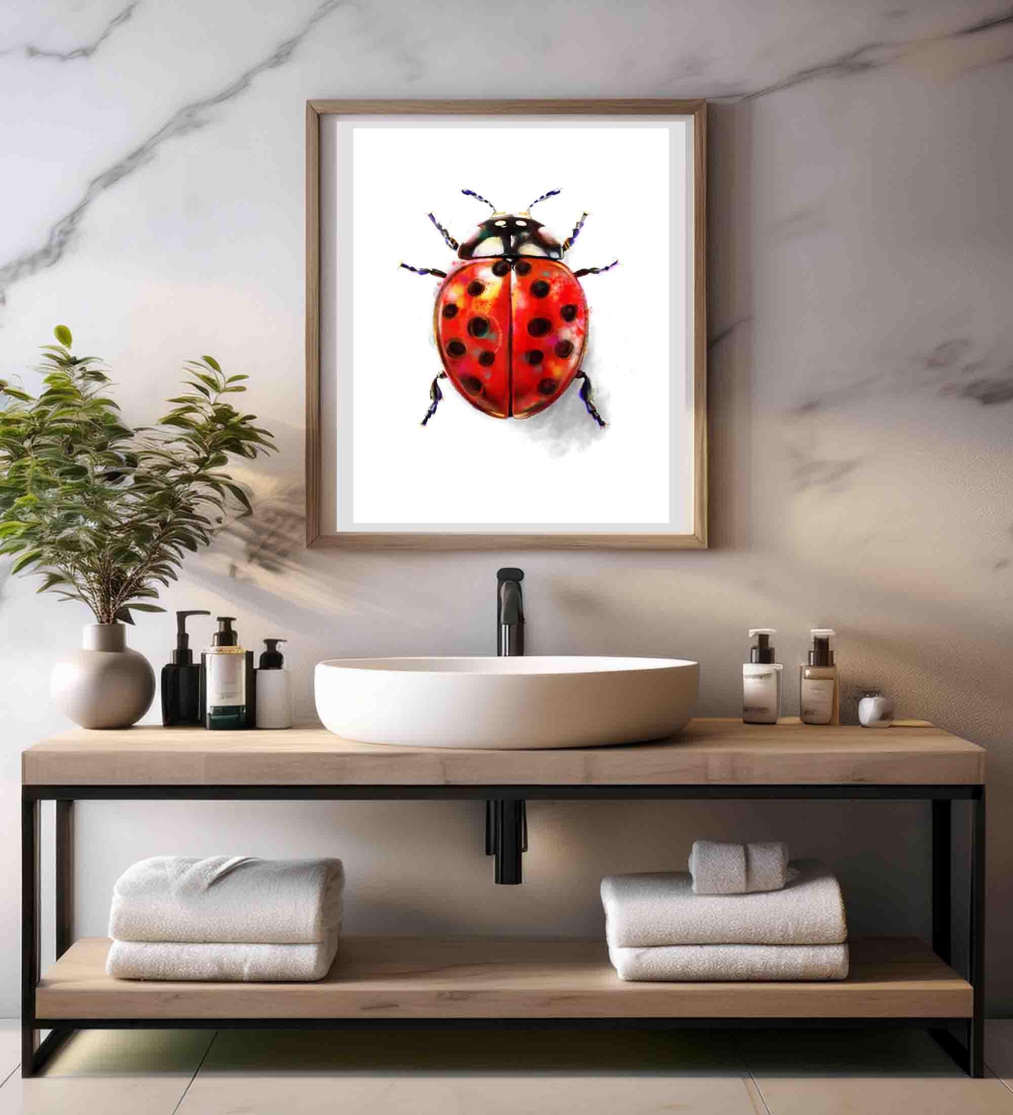 Ladybug Art Print: Red Beetle Watercolor Print, Insect Wall Decor - Etsy