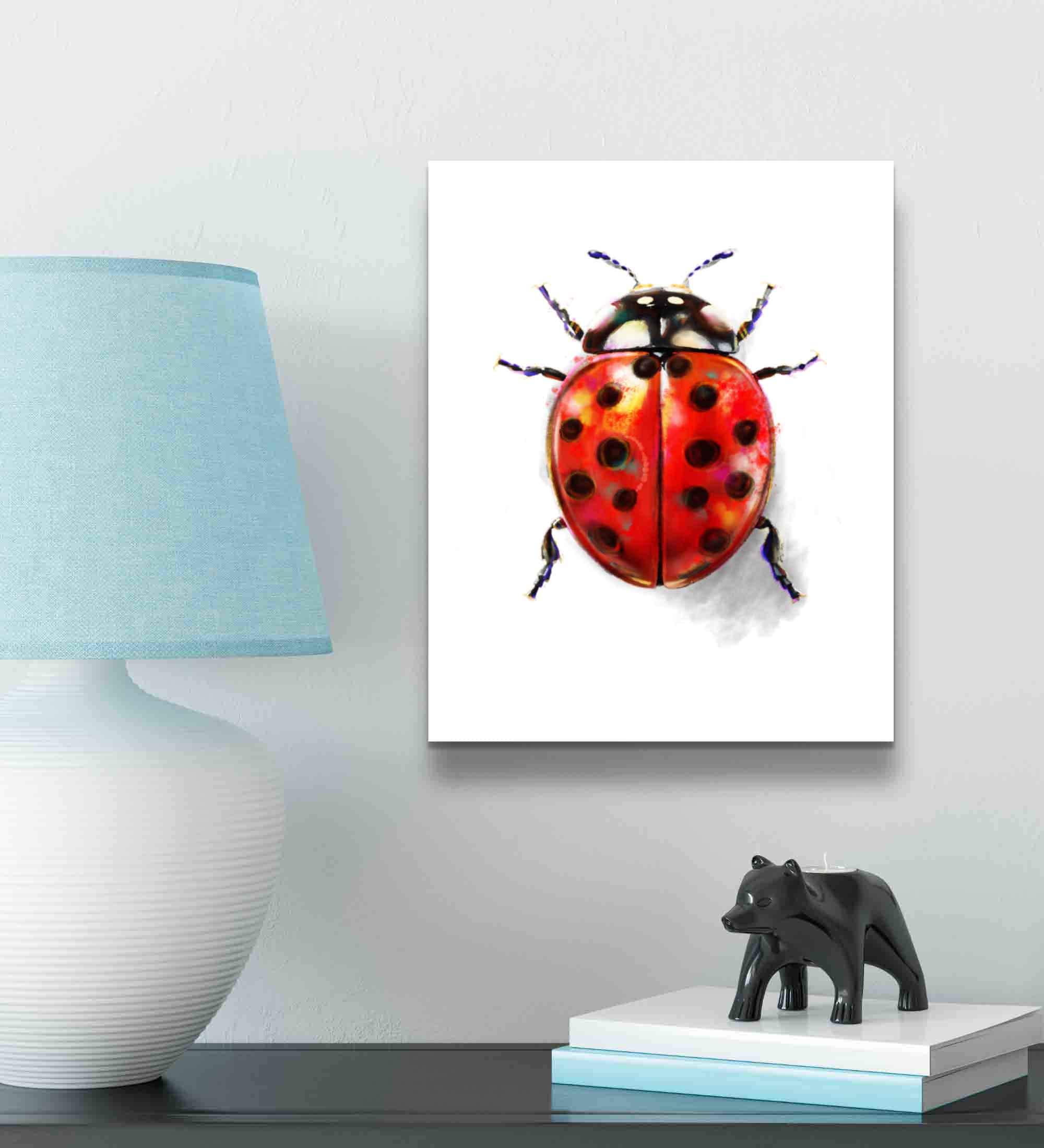 Ladybug Art Print: Red Beetle Watercolor Print, Insect Wall Decor - Etsy