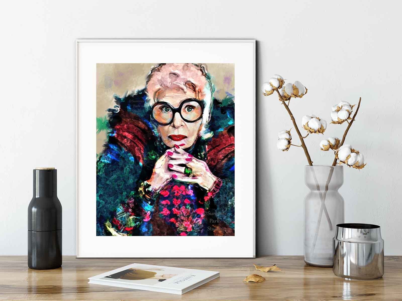 Iris Apfel Art Print Apfel Wall Art Fashion Icon Interior Designer Art