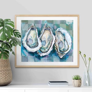 Oyster Shell Print: Coastal Kitchen Wall Art, Beach House Decor
