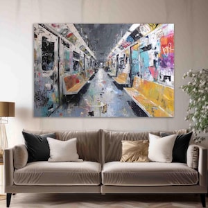 Subway Car Wall Art NYC Graffiti Art On A Subway Print Minimalist Wall Art 1970s Print Graffiti Pop Art | Giclée Paper and Canvas Option