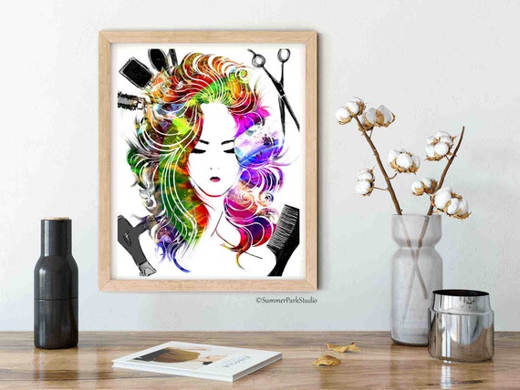 Hair Salon Wall Art Art With Hair Stylist Tools Around Long - Etsy Hair Salon Wall Art Art With Hair Stylist Tools Around Long - Etsy