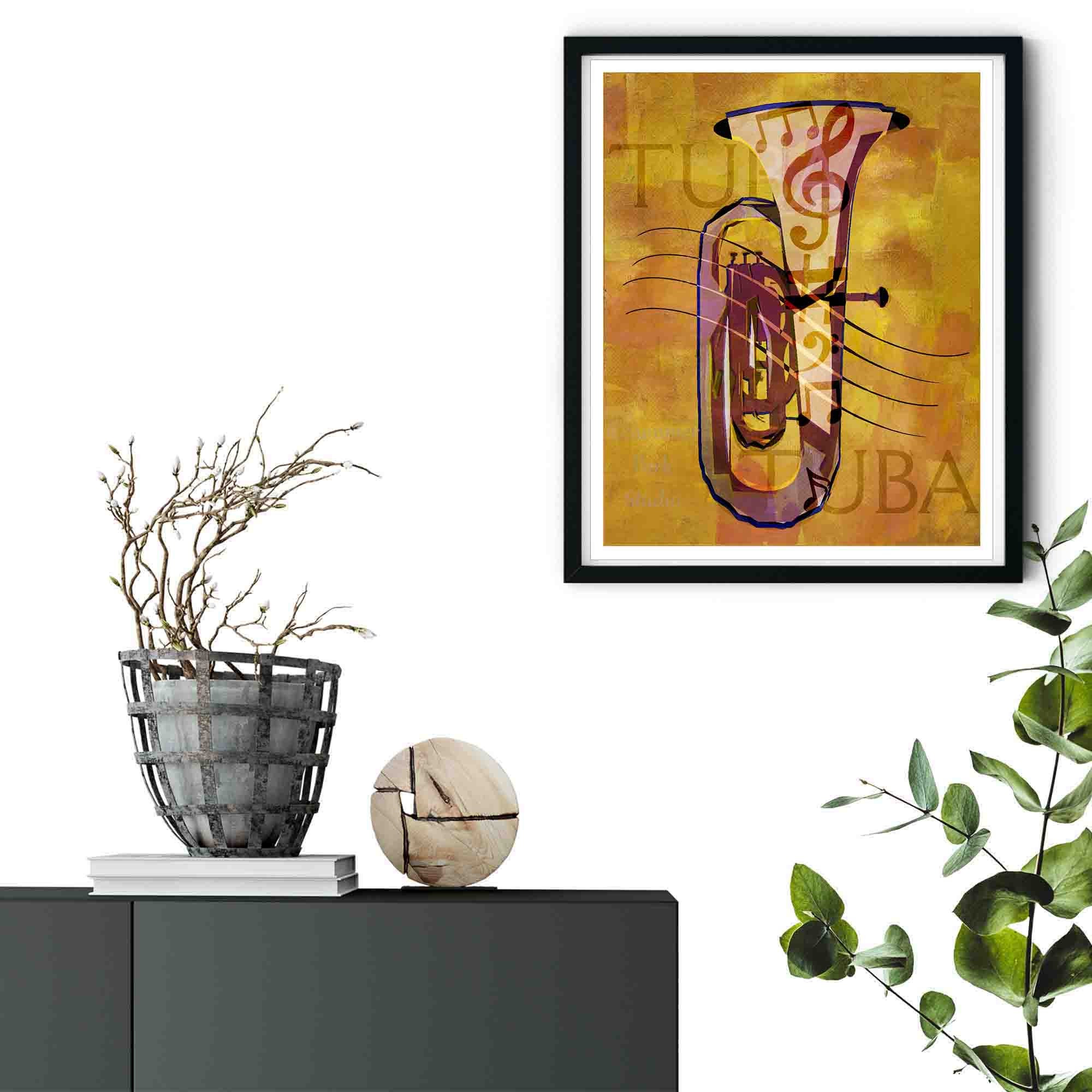 Musical Instrument Tuba Wall Art for Tuba Player Art Jazz Music Wall ...