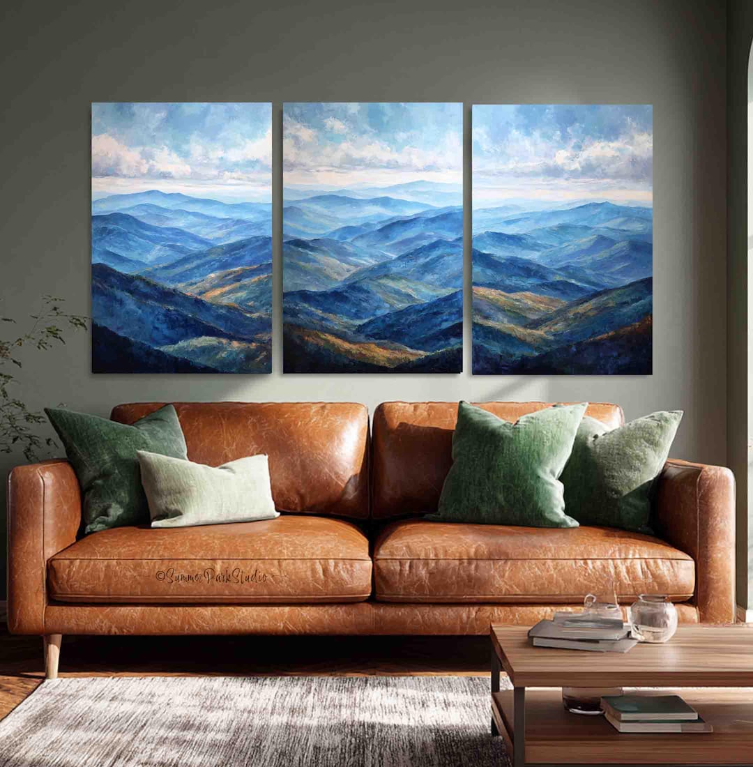 Blue Ridge Canvas Blue Ridge Mountains Canvas Print Set of 3: Appalachian Wall Art, Ready ...