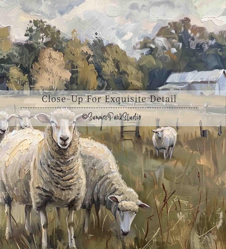 Grazing Sheep Art - Farmhouse Wall Decor Countryside Print (paper or ...