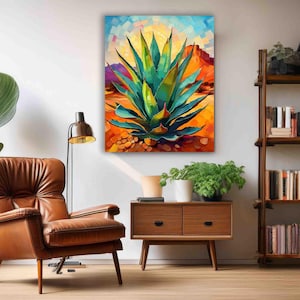 Agave Cactus Art Print: Southwest Desert Scene, Western Decor