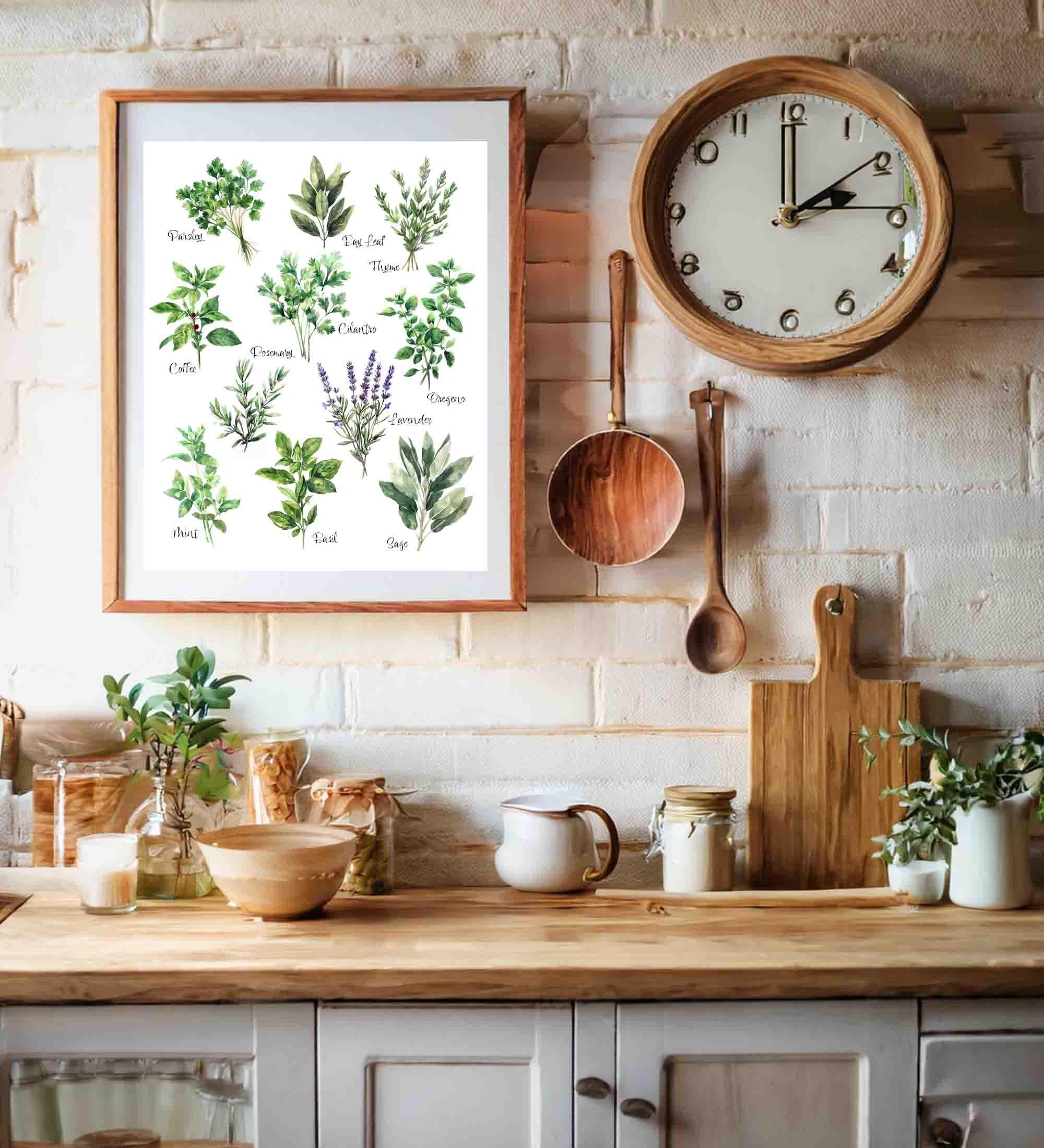 Herbs Art - Kitchen Wall Décor Food Watercolor Print (paper or Canvas ...