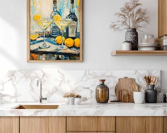 Lemon Martini Cocktail Art Print - Stylish Bar Cart Décor
