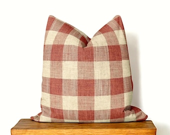 Brick Red Gingham Pillow Cover: Custom Size Throw Pillow
