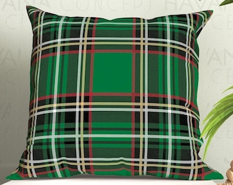 Christmas Green Tartan Plaid Pillow Cover: Farmhouse Decor