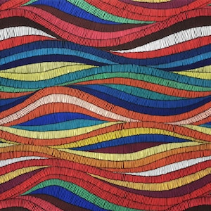 Geometric Waves Fabric: Colorful Upholstery Fabric by the Yard, Wavy Print Decor